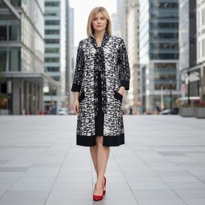 🌻Chris McLaughlin Women’s Black and White Abstract Dress Size 16